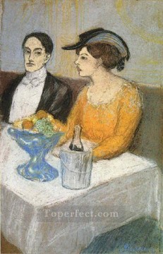 パブロ・ピカソ Painting - 男と女 エンジェル・フェルナンデス・ソトとその仲間 1902年のキュビスト パブロ・ピカソ